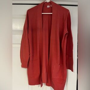 GAP Women's coral/orange Open Front Cardigan